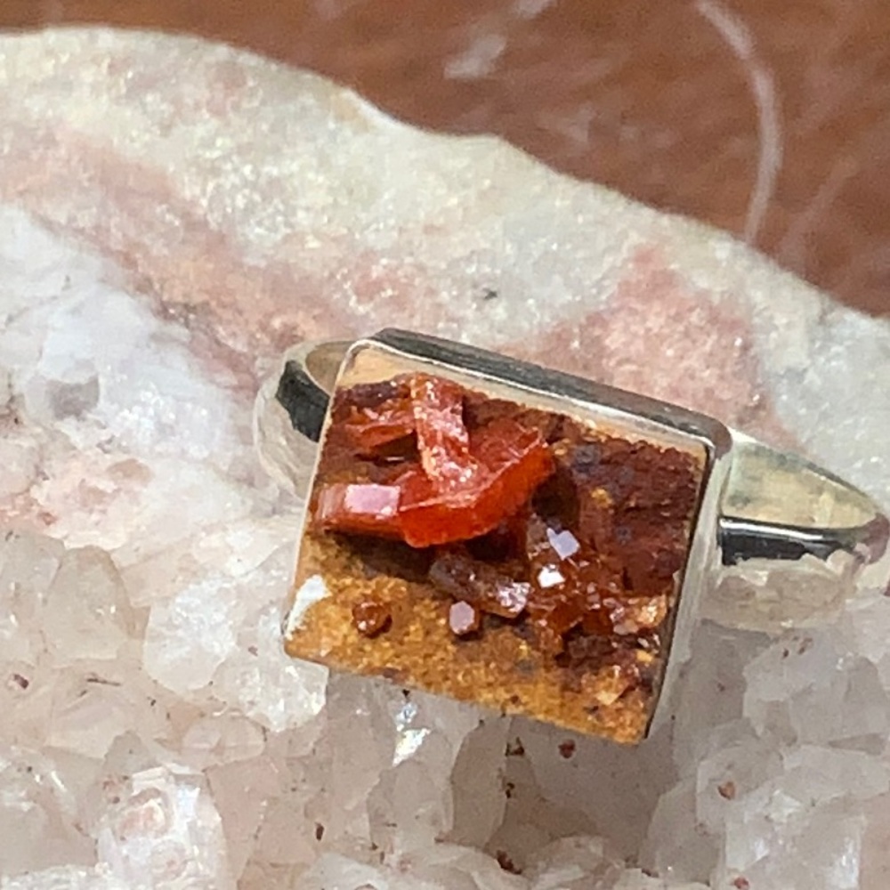 NATURAL VANDINITE DRUZY 925 STERLING SILVER RING, SIZE 8